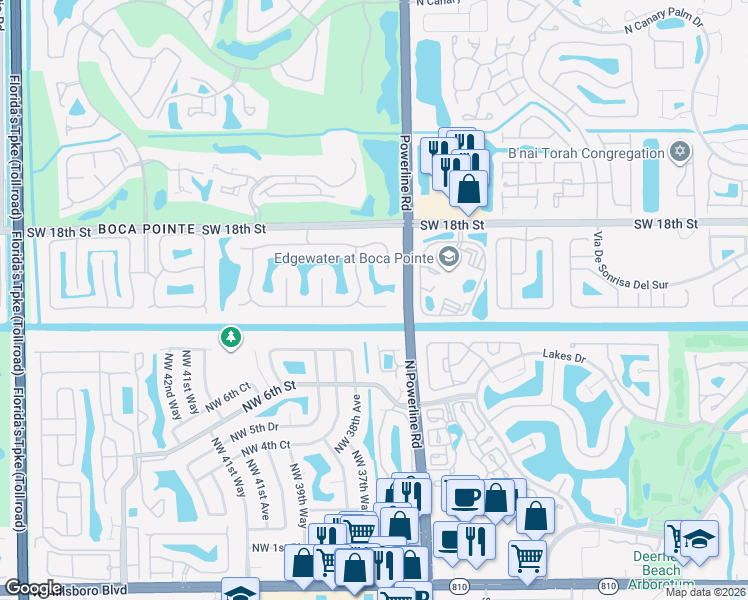map of restaurants, bars, coffee shops, grocery stores, and more near 7075 Siena Court in Boca Raton