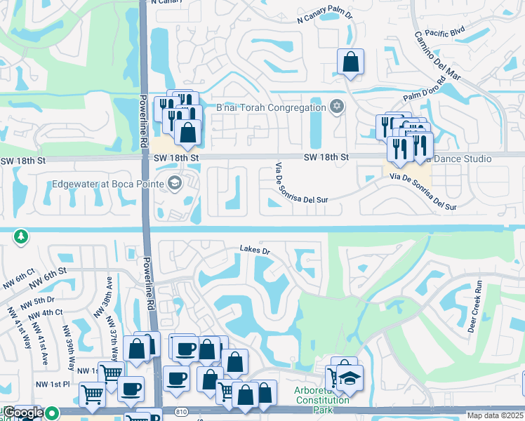map of restaurants, bars, coffee shops, grocery stores, and more near 6429 Brava Way in Boca Raton