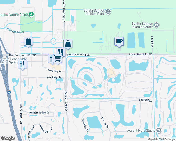 map of restaurants, bars, coffee shops, grocery stores, and more near 13230 Bridgeford Avenue in Bonita Springs