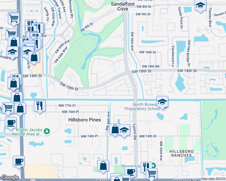 map of restaurants, bars, coffee shops, grocery stores, and more near 9132 Southwest 20th Street in Boca Raton