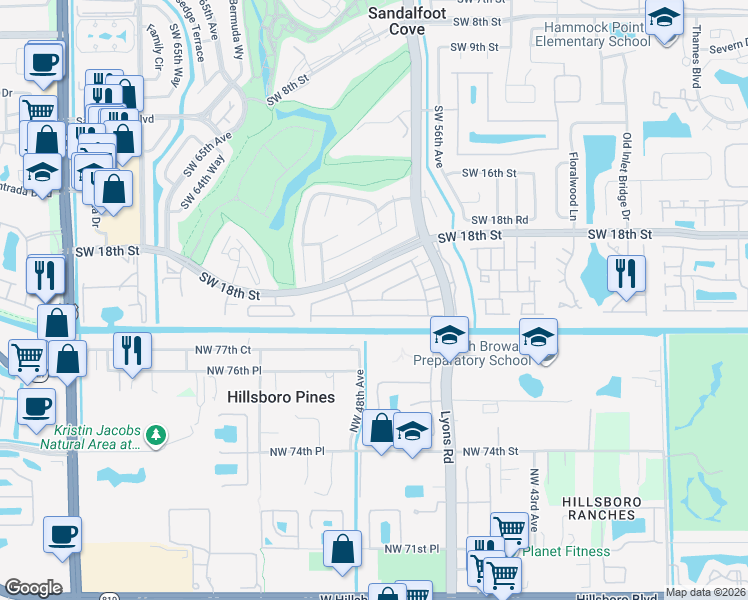 map of restaurants, bars, coffee shops, grocery stores, and more near 9132 Southwest 20th Street in Boca Raton