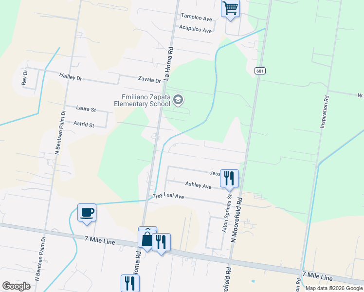 map of restaurants, bars, coffee shops, grocery stores, and more near 2514 Encke Road in Mission