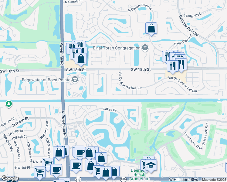 map of restaurants, bars, coffee shops, grocery stores, and more near 6429 Brava Way in Boca Raton