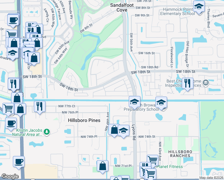 map of restaurants, bars, coffee shops, grocery stores, and more near 9149 Southwest 21st Court in Boca Raton