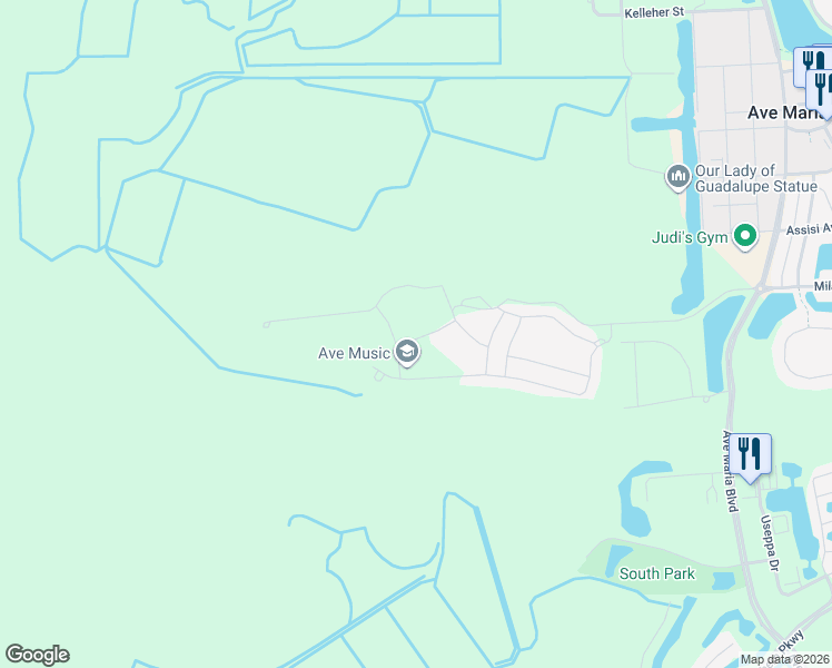 map of restaurants, bars, coffee shops, grocery stores, and more near Chandler Way in Ave Maria