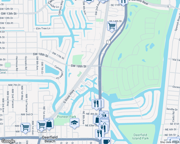map of restaurants, bars, coffee shops, grocery stores, and more near 26 Royal Palm Way in Boca Raton