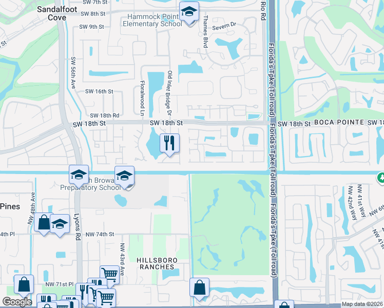 map of restaurants, bars, coffee shops, grocery stores, and more near 23414 Shetland Run in Boca Raton