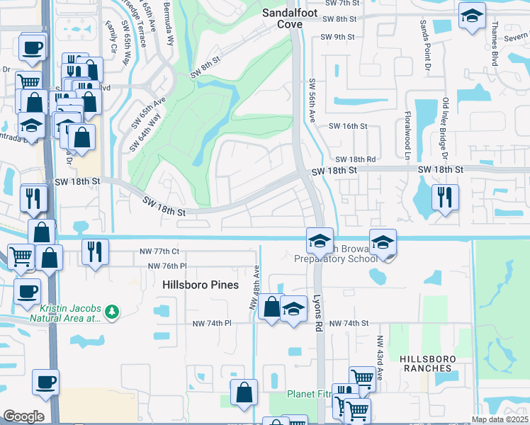 map of restaurants, bars, coffee shops, grocery stores, and more near 9132 Southwest 20th Street in Boca Raton