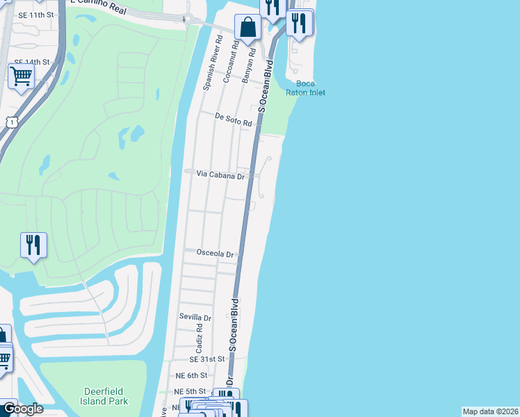 map of restaurants, bars, coffee shops, grocery stores, and more near in Boca Raton