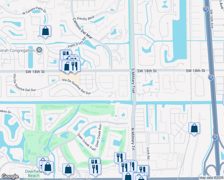 map of restaurants, bars, coffee shops, grocery stores, and more near 23372 Boca Chica Circle in Boca Raton