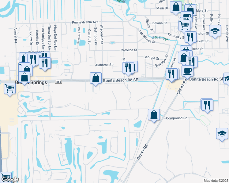 map of restaurants, bars, coffee shops, grocery stores, and more near 28141 Robolini Court in Bonita Springs