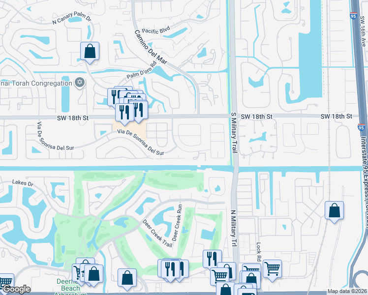 map of restaurants, bars, coffee shops, grocery stores, and more near 23402 Boca Chica Circle in Boca Raton