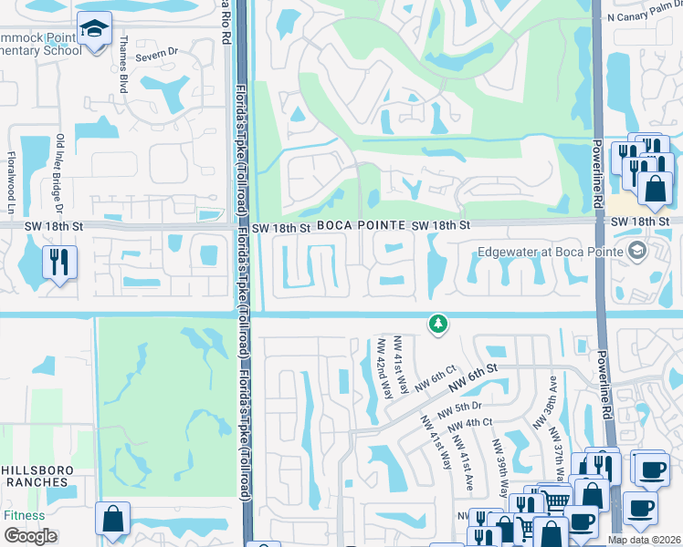 map of restaurants, bars, coffee shops, grocery stores, and more near 7709 Travelers Tree Drive in Boca Raton