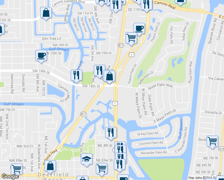 map of restaurants, bars, coffee shops, grocery stores, and more near in Boca Raton