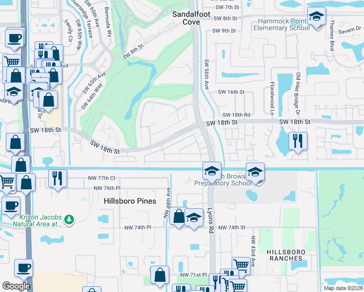 map of restaurants, bars, coffee shops, grocery stores, and more near 9108C Southwest 21st Street in Boca Raton