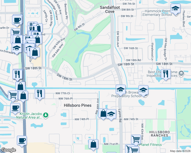map of restaurants, bars, coffee shops, grocery stores, and more near 9175 Southwest 20th Street in Boca Raton