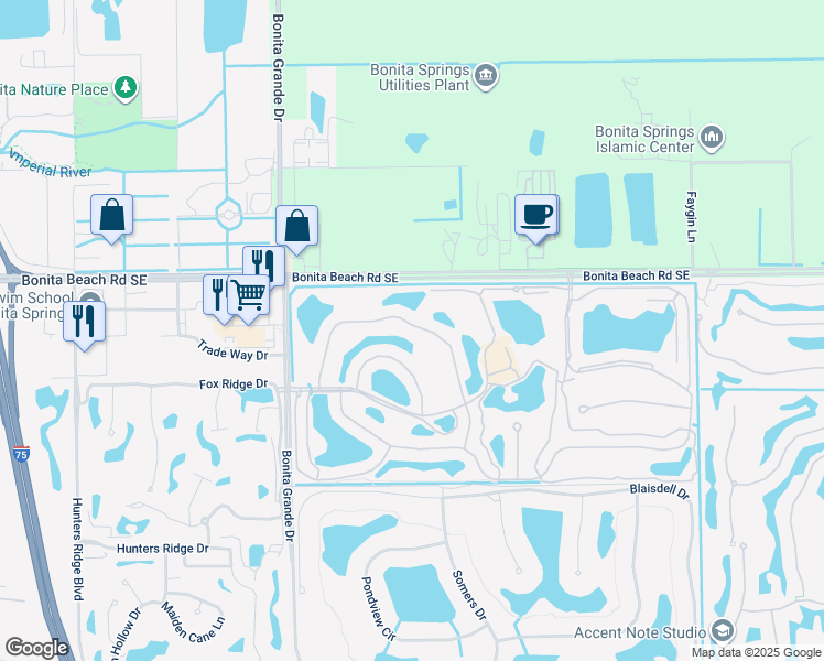 map of restaurants, bars, coffee shops, grocery stores, and more near 13230 Bridgeford Avenue in Bonita Springs