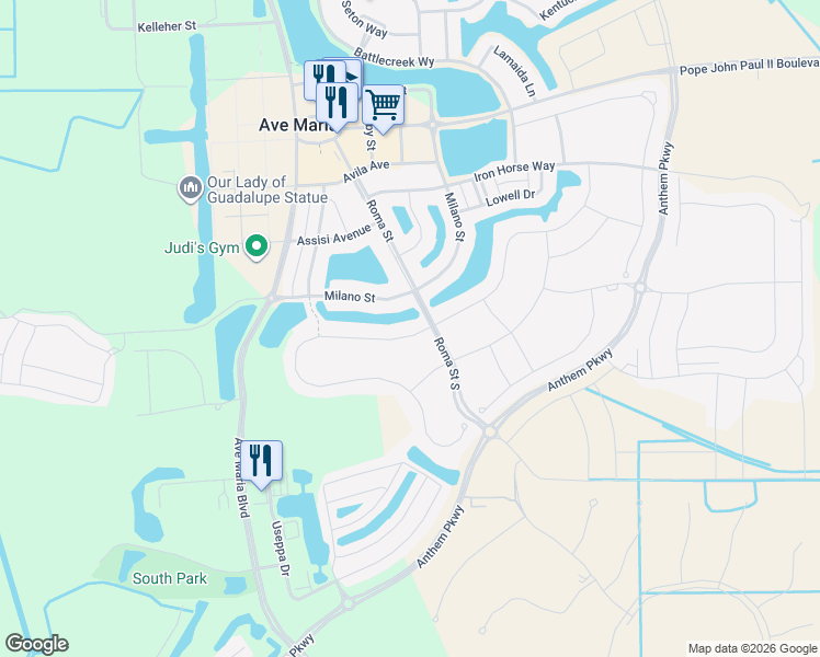 map of restaurants, bars, coffee shops, grocery stores, and more near 5235 Ferrari Avenue in Ave Maria