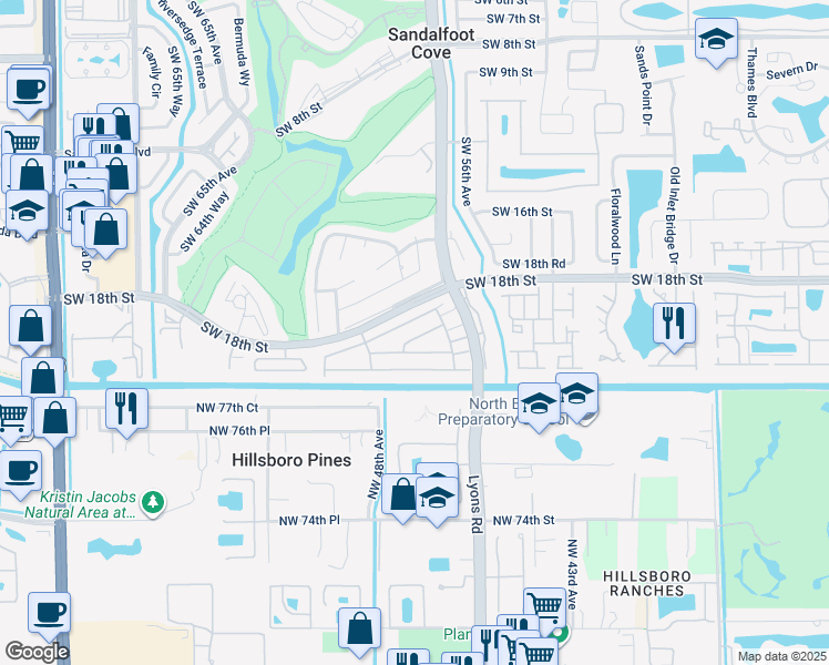 map of restaurants, bars, coffee shops, grocery stores, and more near 9108C Southwest 21st Street in Boca Raton