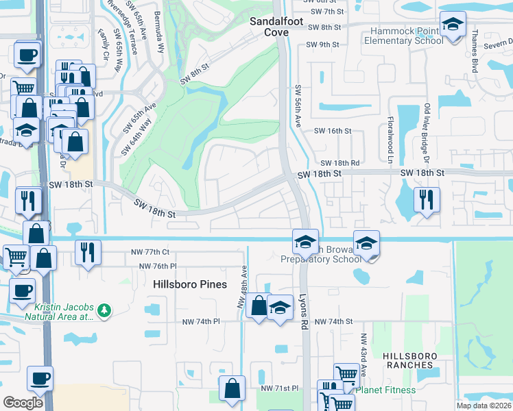 map of restaurants, bars, coffee shops, grocery stores, and more near 9132 Southwest 20th Street in Boca Raton