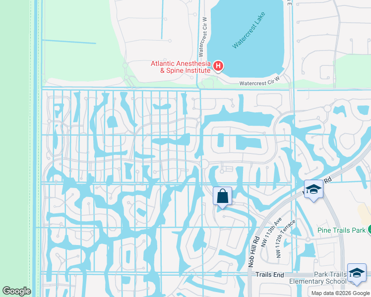 map of restaurants, bars, coffee shops, grocery stores, and more near 11793 Northwest 79th Court in Coral Springs