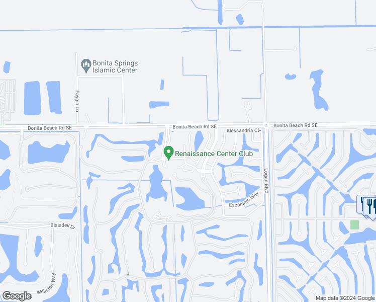 map of restaurants, bars, coffee shops, grocery stores, and more near 28026 Sosta Lane in Bonita Springs