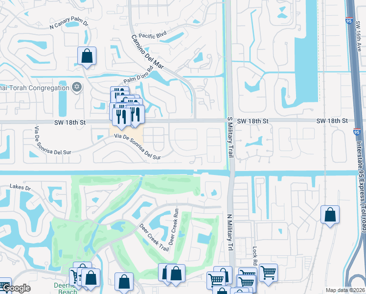 map of restaurants, bars, coffee shops, grocery stores, and more near 23402 Boca Chica Circle in Boca Raton
