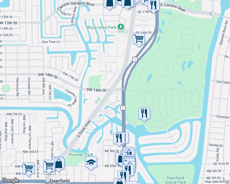 map of restaurants, bars, coffee shops, grocery stores, and more near in Boca Raton