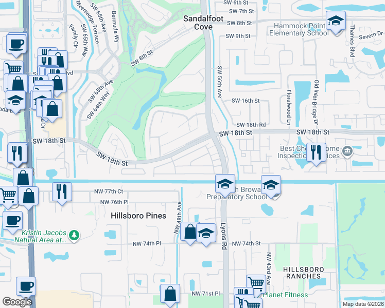 map of restaurants, bars, coffee shops, grocery stores, and more near 9132 Southwest 20th Street in Boca Raton