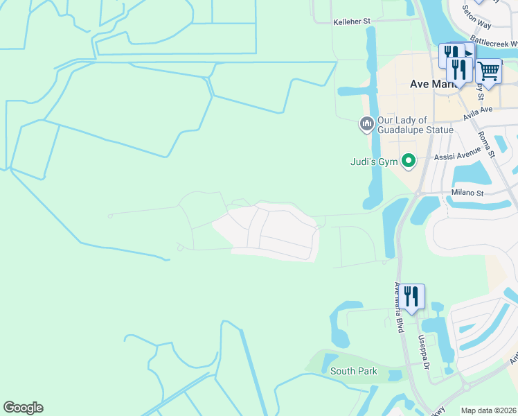 map of restaurants, bars, coffee shops, grocery stores, and more near in Ave Maria