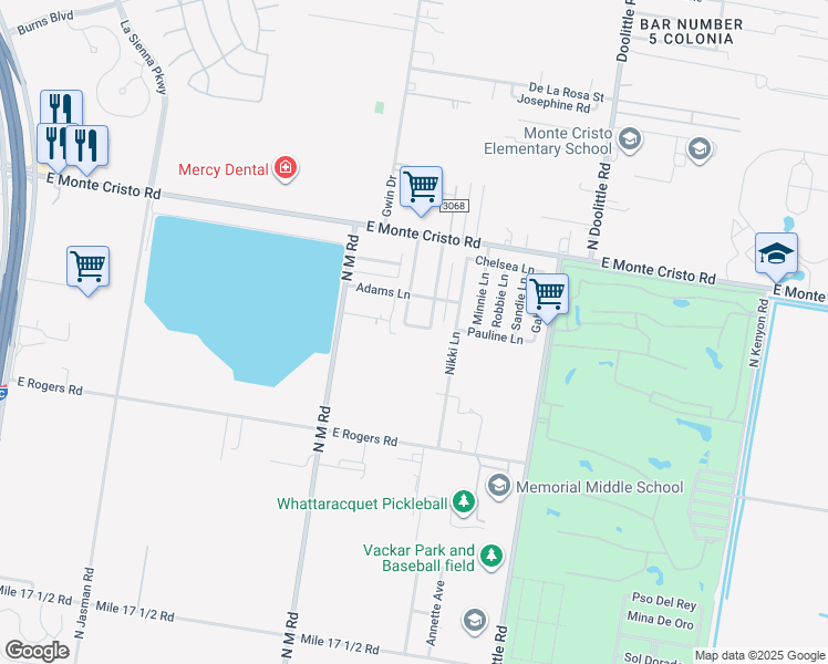 map of restaurants, bars, coffee shops, grocery stores, and more near 2622 East Pauline Lane in Edinburg