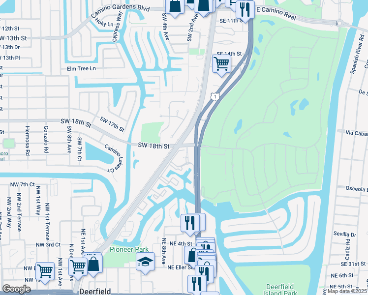 map of restaurants, bars, coffee shops, grocery stores, and more near in Boca Raton