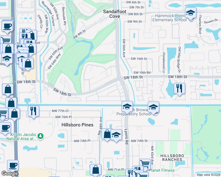 map of restaurants, bars, coffee shops, grocery stores, and more near 9108C Southwest 21st Street in Boca Raton