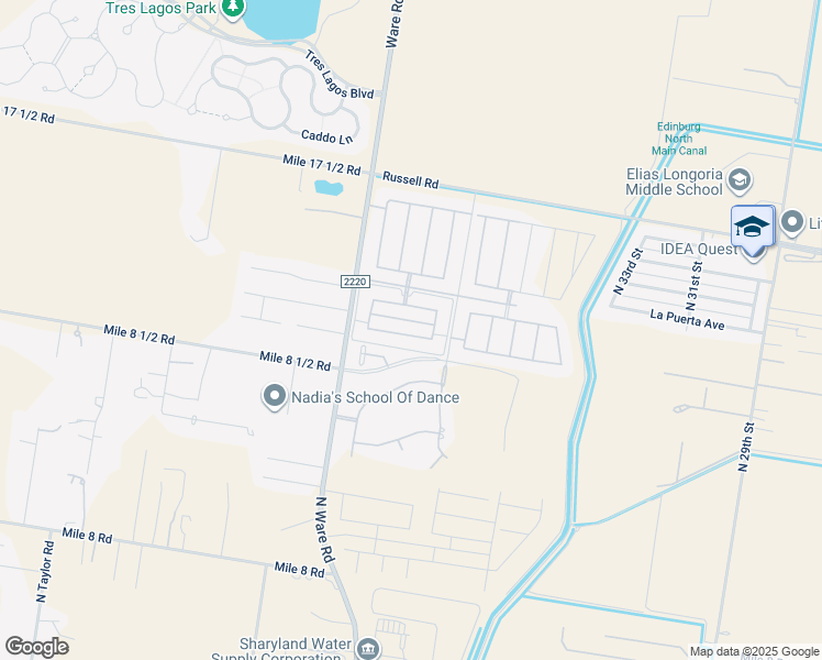 map of restaurants, bars, coffee shops, grocery stores, and more near 3900 Southern Breeze Avenue in Edinburg