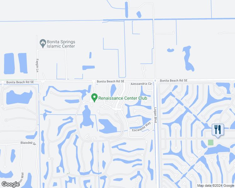 map of restaurants, bars, coffee shops, grocery stores, and more near 28029 Sosta Lane in Bonita Springs