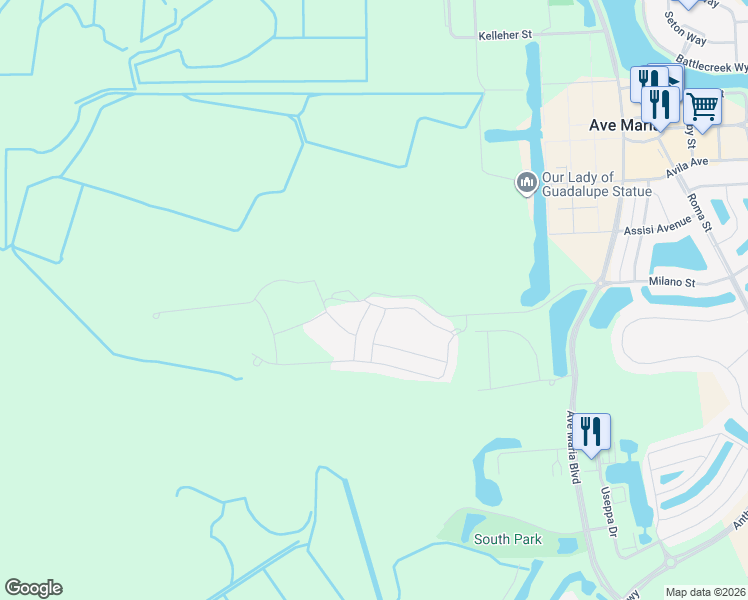 map of restaurants, bars, coffee shops, grocery stores, and more near in Ave Maria
