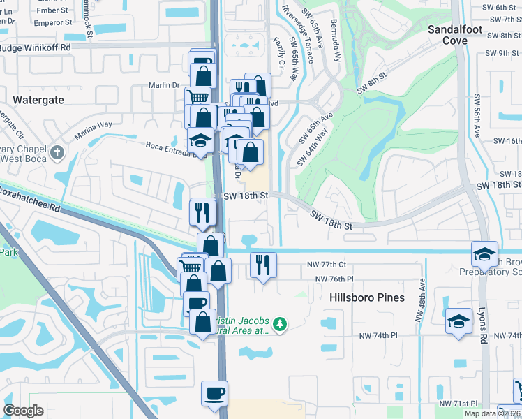 map of restaurants, bars, coffee shops, grocery stores, and more near 9780 Marina Boulevard in Boca Raton