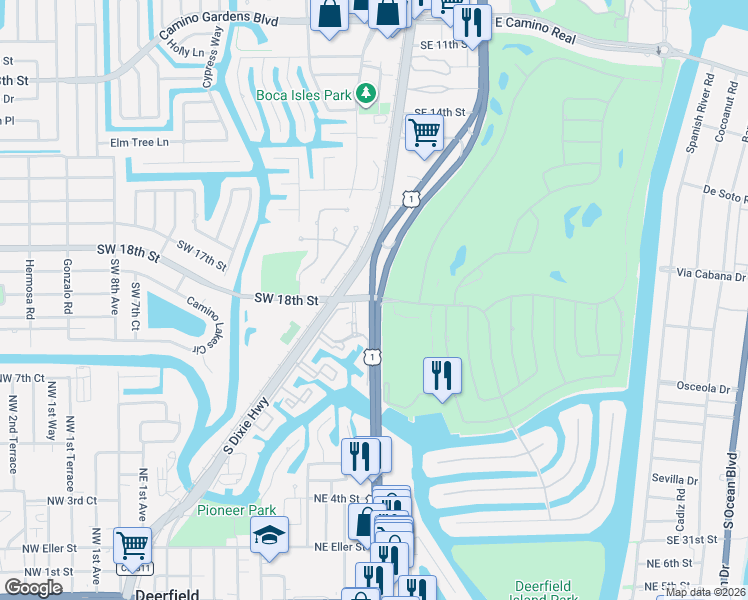 map of restaurants, bars, coffee shops, grocery stores, and more near in Boca Raton