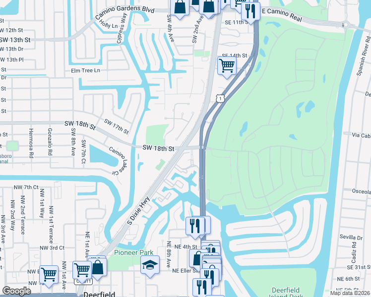 map of restaurants, bars, coffee shops, grocery stores, and more near in Boca Raton