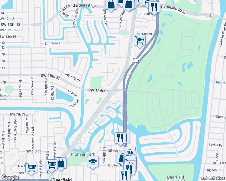 map of restaurants, bars, coffee shops, grocery stores, and more near 26 Royal Palm Way in Boca Raton