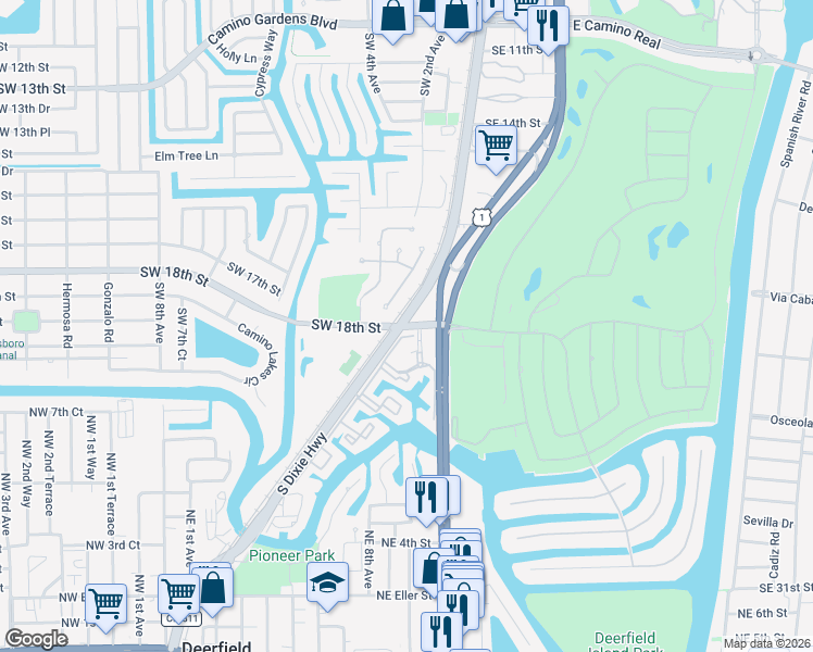 map of restaurants, bars, coffee shops, grocery stores, and more near in Boca Raton