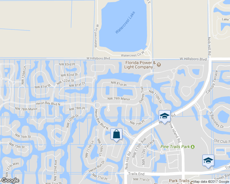 map of restaurants, bars, coffee shops, grocery stores, and more near 8036 Northwest 115th Way in Parkland
