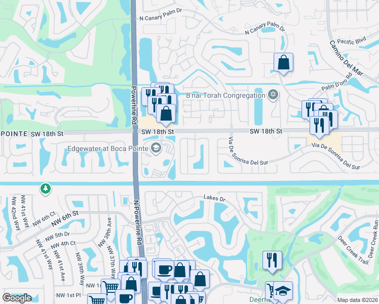 map of restaurants, bars, coffee shops, grocery stores, and more near 23437 Torre Circle in Boca Raton