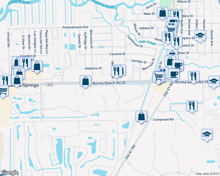 map of restaurants, bars, coffee shops, grocery stores, and more near 28141 Robolini Court in Bonita Springs