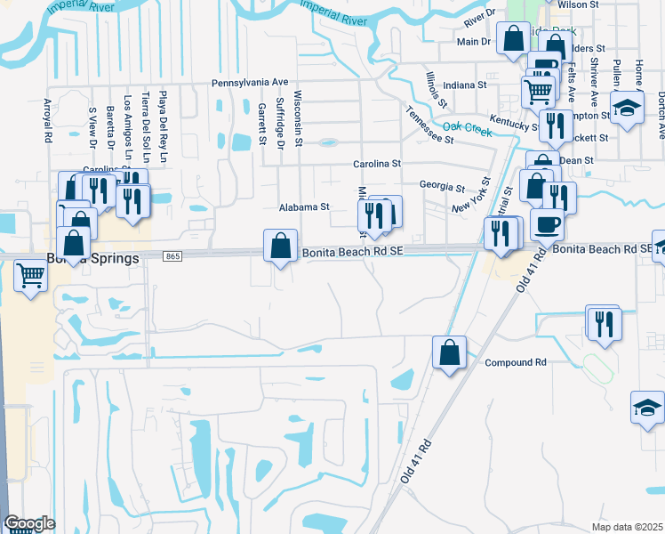 map of restaurants, bars, coffee shops, grocery stores, and more near 28141 Robolini Court in Bonita Springs