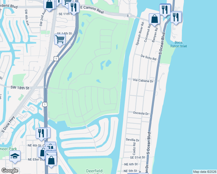 map of restaurants, bars, coffee shops, grocery stores, and more near 471 Royal Palm Way in Boca Raton