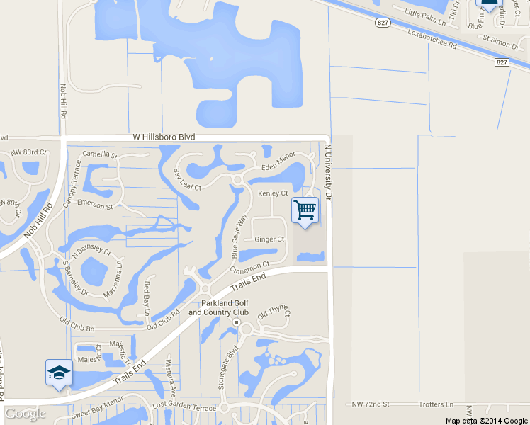 map of restaurants, bars, coffee shops, grocery stores, and more near 9587 Exbury Ct in Parkland