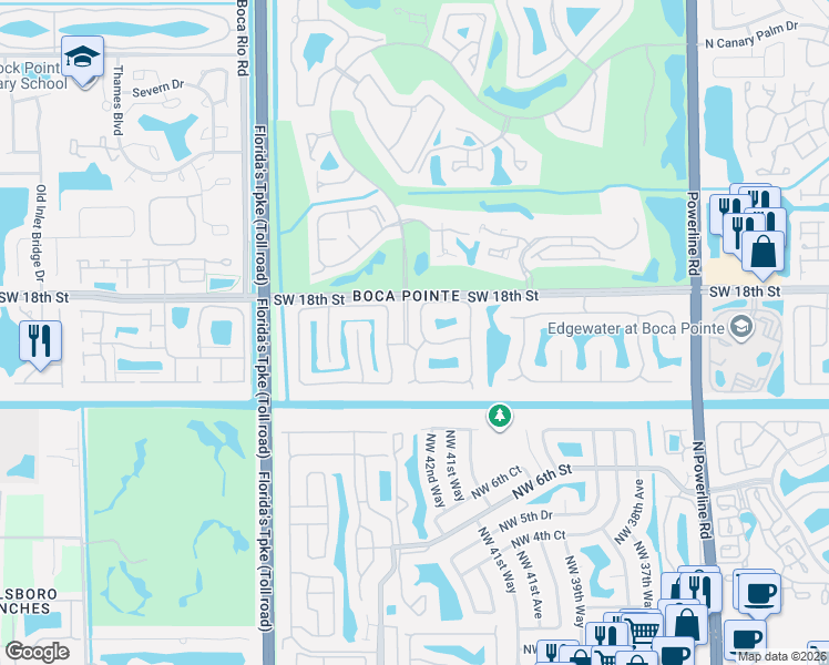 map of restaurants, bars, coffee shops, grocery stores, and more near 23280 Mirabella Circle in Boca Raton