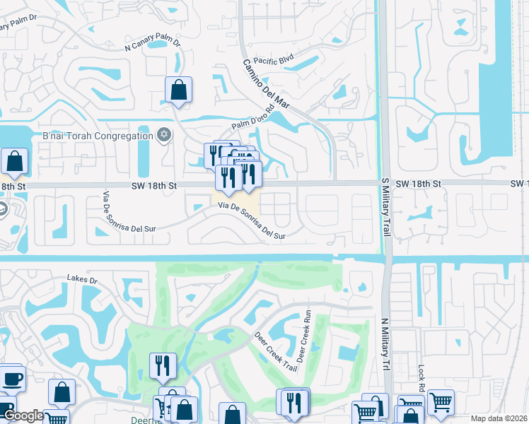 map of restaurants, bars, coffee shops, grocery stores, and more near 5955 Michaux Street in Boca Raton