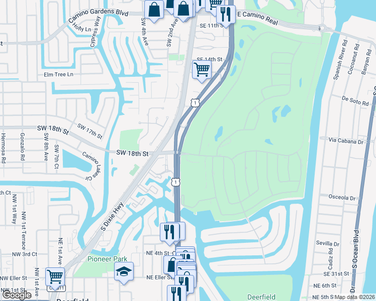 map of restaurants, bars, coffee shops, grocery stores, and more near 2041 Thatch Palm Drive in Boca Raton